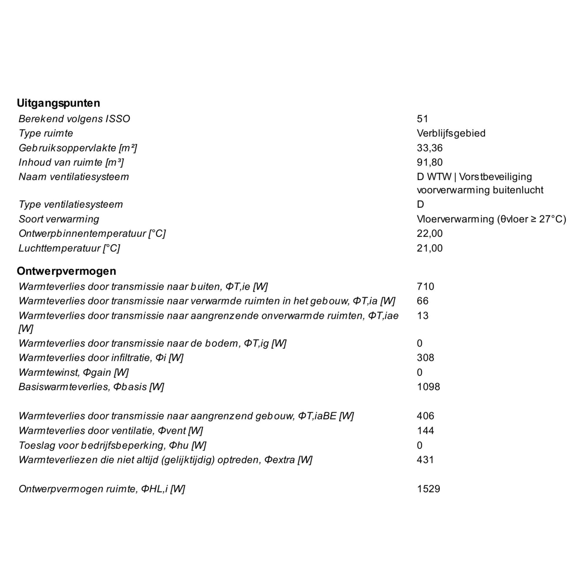 Technical report for a heat loss calculation Technical report for a heat loss calculation